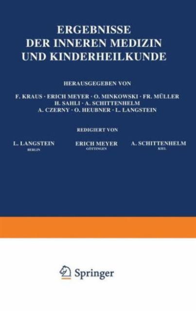 Cover for Langstein · Ergebnisse der Inneren Medizin und Kinderheilkunde (Book) (1925)