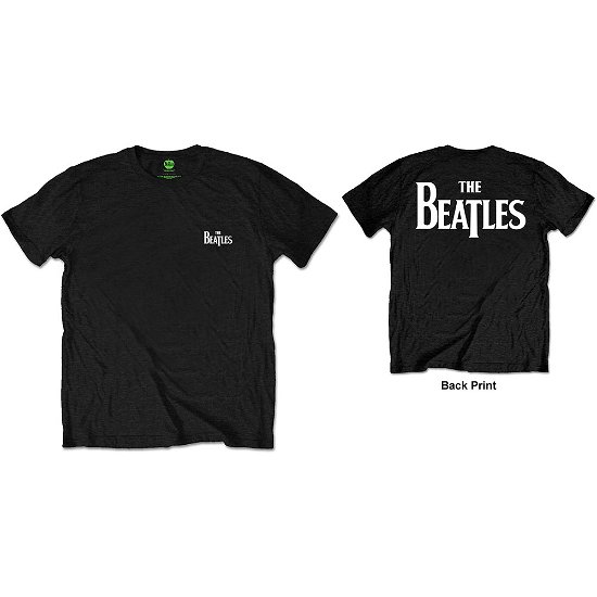 Cover for The Beatles · The Beatles Unisex T-Shirt: Drop T Logo (Back Print / Retail Pack) (T-shirt) [size L] [Black - Unisex edition]