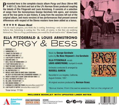 Porgy & Bess (+3 Bonus Tracks) - Ella Fitzgerald & Louis Armstrong - Muzyka - AMERICAN JAZZ CLASSICS DIGIPACK SERIES - 8436559467827 - 9 października 2020