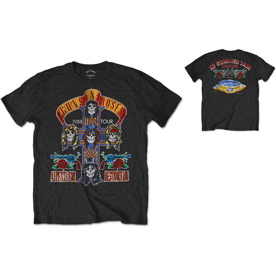 Guns N' Roses Unisex T-Shirt: NJ Summer Jam 1988 (Black) (Back Print) - Guns N' Roses - Produtos - Bravado - 5055979967828 - 5 de janeiro de 2017