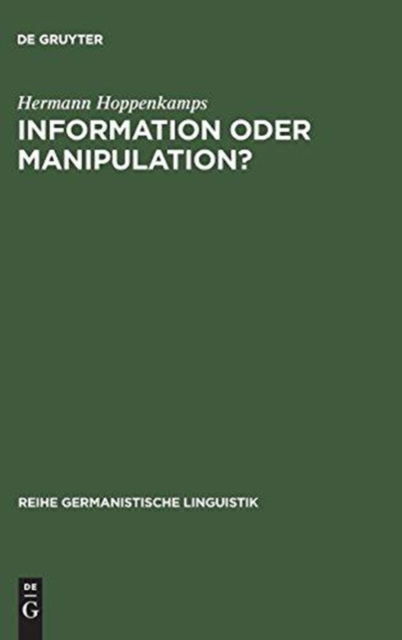Cover for Hermann Hoppenkamps · Information oder Manipulation? (Book) [1. Aufl. edition] (1977)
