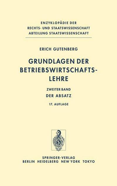 Cover for Erich Gutenberg · Grundlagen Der Betriebwirtschaftslehre (Innbunden bok) [12th edition] (1970)