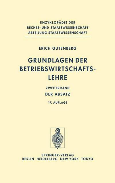 Cover for Erich Gutenberg · Grundlagen Der Betriebwirtschaftslehre (Inbunden Bok) [12th edition] (1970)