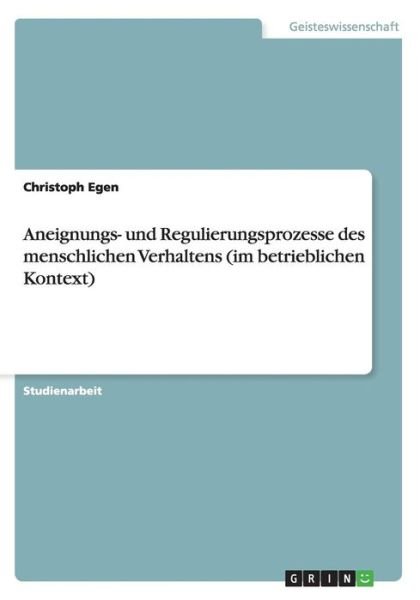 Cover for Egen · Aneignungs- und Regulierungsprozes (Book)