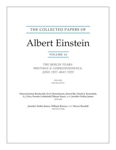 Cover for Albert Einstein · The Collected Papers of Albert Einstein, Volume 16 (Translation Supplement): The Berlin Years / Writings &amp; Correspondence / June 1927–May 1929 - Collected Papers of Albert Einstein (Paperback Book) (2021)