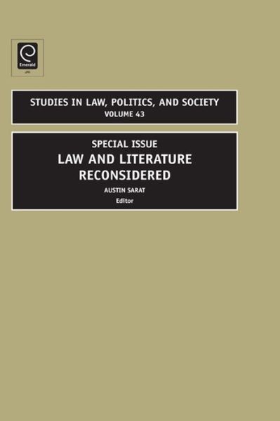 Cover for Austin Sarat · Law and Literature Reconsidered: Special Issue - Studies in Law, Politics, and Society (Hardcover Book) (2008)