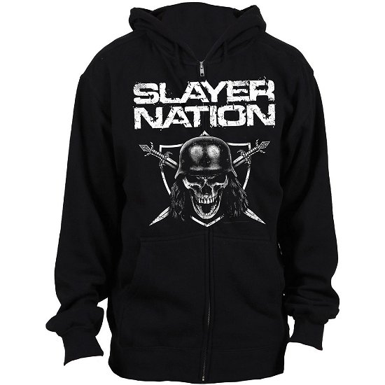Slayer Unisex Zipped Hoodie: Slayer Nation - Slayer - Produtos - Global - Apparel - 5055295392830 - 