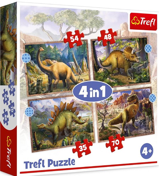 Trefl 4 in 1 Puzz Dinosaurs - Trefl 4 in 1 Puzz Dinosaurs - Board game - ABGEE - 5900511343830 - 
