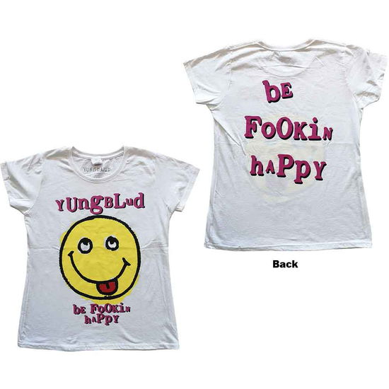 Cover for Yungblud · Yungblud Ladies T-Shirt: Raver Smile (White) (Back Print) (T-shirt)