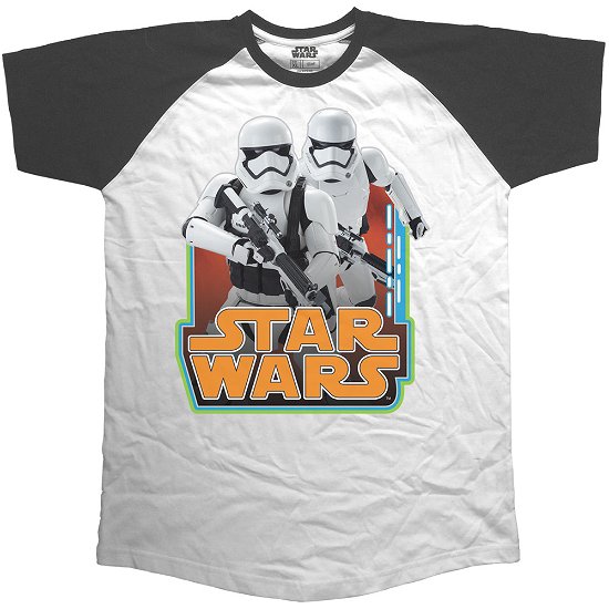 Cover for Star Wars · Star Wars Unisex Raglan T-Shirt: Classic Troopers &amp; Logo (Bekleidung) [size S] [Black, White - Unisex edition]