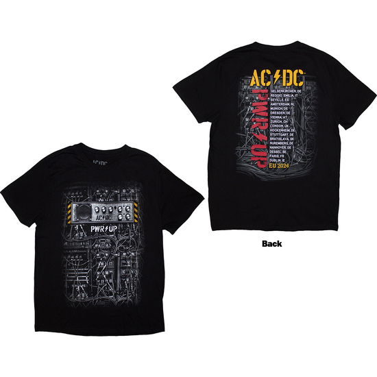 Cover for AC/DC · AC/DC Unisex T-Shirt: Control Wires PWR-UP EU Tour '24 (Black) (Back Print &amp; Ex-Tour) (T-shirt) [size S] (2024)