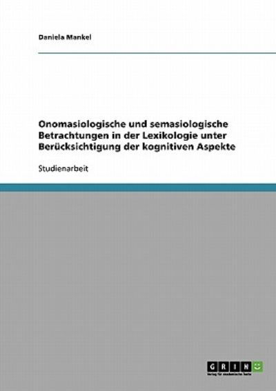 Cover for Mankel · Onomasiologische und semasiologi (Book)
