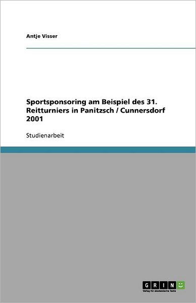 Cover for Visser · Sportsponsoring am Beispiel des (Buch) [German edition] (2013)