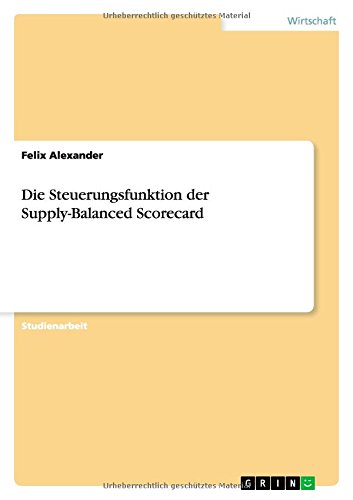 Cover for Felix Alexander · Die Steuerungsfunktion Der Supply-balanced Scorecard (Paperback Book) [German edition] (2014)