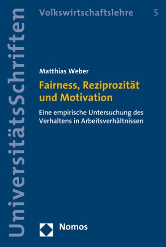 Cover for Matthias Weber · Fairness, Reziprozitat Und Motivation (Paperback Book) (2016)