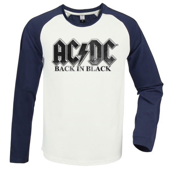 Ac/Dc Back In Black Vintage White / Navy Small Baseball Jersey - AC/DC - Merchandise - AMPLIFIED - 5056770005832 - October 21, 2024