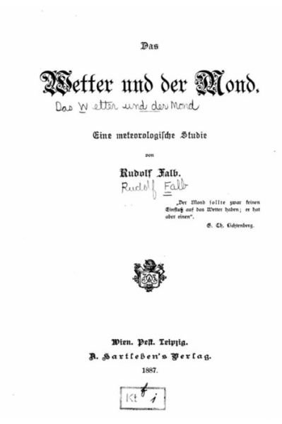 Cover for Rudolf Falb · Das Wetter und der Mond, eine meteorologische Studie (Paperback Book) (2015)