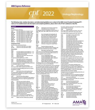 Cover for American Medical Association · CPT Express Reference Coding Card 2022: Urology / Nephrology (Map) (2021)