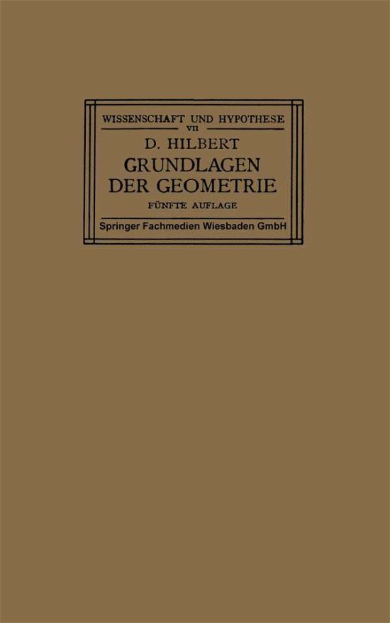 Cover for David Hilbert · Grundlagen Der Geometrie - Wissenschaft Und Hypothese (Taschenbuch) [5th 5. Aufl. 1922. Softcover Reprint of the Origin edition] (1922)