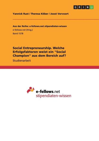 Social Entrepreneurship. Welche Er - Rust - Books -  - 9783668033832 - 