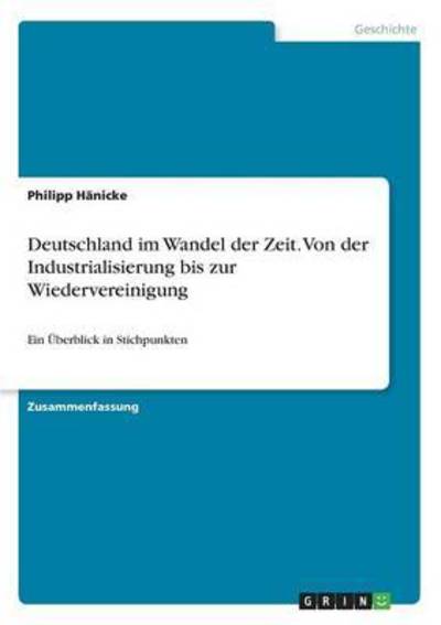 Cover for Hänicke · Deutschland im Wandel der Zeit. (Book) (2016)