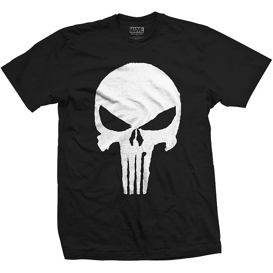 Marvel Comics Unisex T-Shirt: Punisher Jagged Skull - Marvel Comics - Produtos - Bravado - 5055979932833 - 