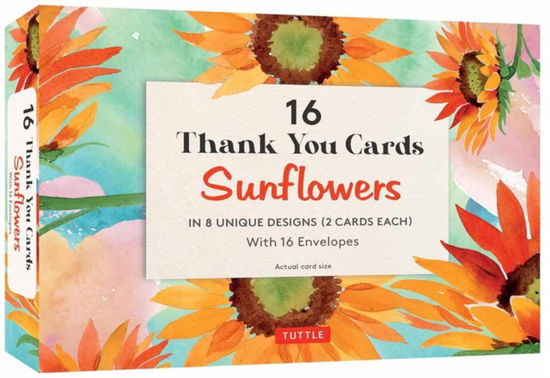 Cover for 16 Thank You Cards, Sunflowers: 4 1/2 x 3 inch blank cards in 8 Lovely Designs (2 each) with 16 Envelopes (Tryksag) (2025)