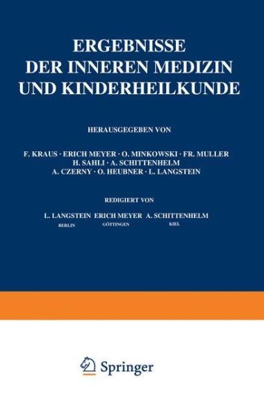 Cover for L. Langstein · Ergebnisse der Inneren Medizin und Kinderheilkunde (Book) (1924)