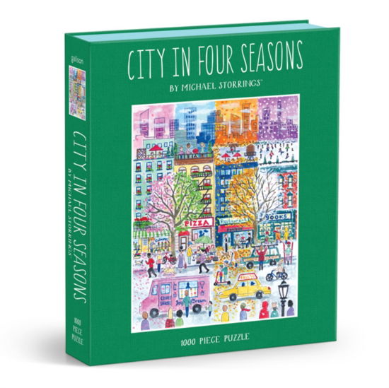 Cover for Galison · Michael Storrings City in Four Seasons 1000 Piece Book Puzzle (GAME) (2025)