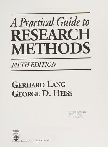 Cover for Gerhard Lang · A Practical Guide to Research Methods (Hardcover Book) [5 Revised edition] (1994)