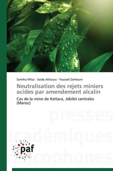 Neutralisation Des Rejets Miniers Acides Par Amendement Alcalin - Nfissi Samiha - Libros - Presses Academiques Francophones - 9783841630834 - 28 de febrero de 2018