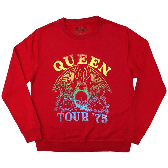 Queen Unisex Sweatshirt: Tour '75 Crest (Oversized) - Queen - Merchandise -  - 5056737252835 - May 2, 2024