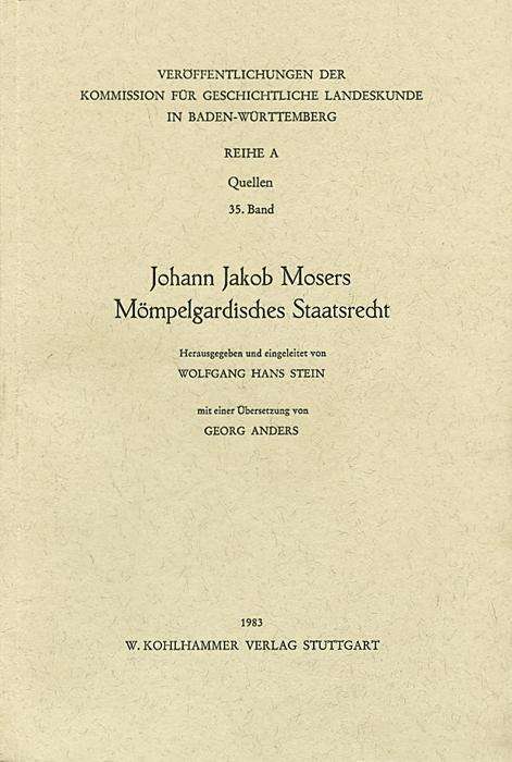 Cover for Moser · Johann Jakob Mosers Mömpelgardisc (Book) (1983)