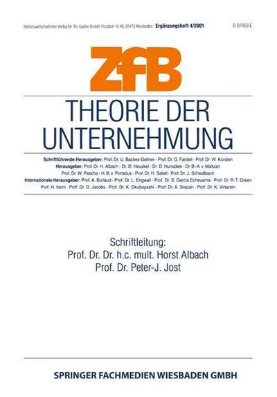 Cover for Horst Albach · Theorie Der Unternehmung - Zfb Special Issue (Pocketbok) [2001 edition] (2001)