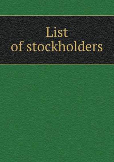 Cover for Bank of Montreal · List of Stockholders (Paperback Book) (2015)