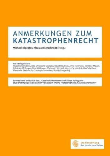 Cover for Michael Kloepfer · Anmerkungen Zum Katastrophenrecht (Paperback Book) [German edition] (2009)