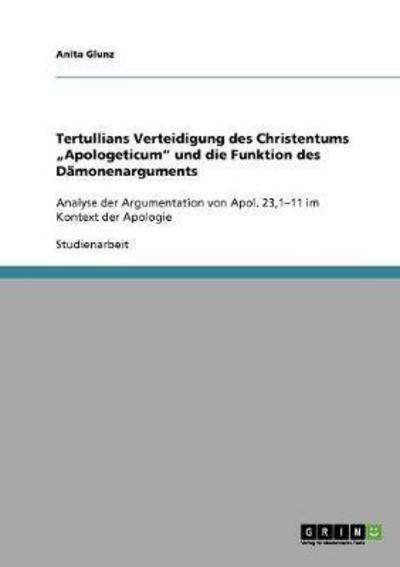 Cover for Glunz · Tertullians Verteidigung des Chri (Book) [German edition] (2013)