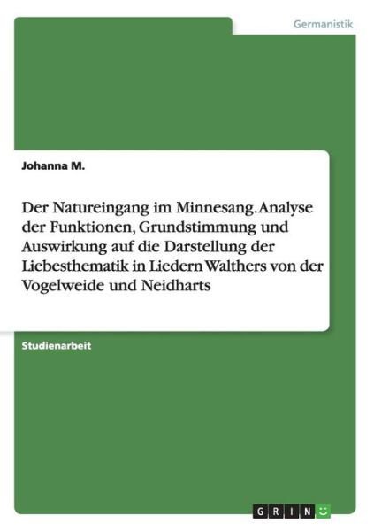 Cover for M. · Der Natureingang im Minnesang. Analy (Book) (2016)