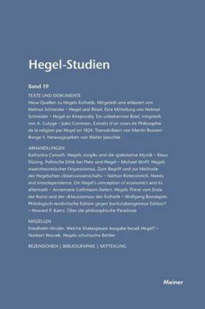 Cover for Otto Poeggeler · Hegel-Studien / Hegel-Studien Band 19 (Pocketbok) (1984)