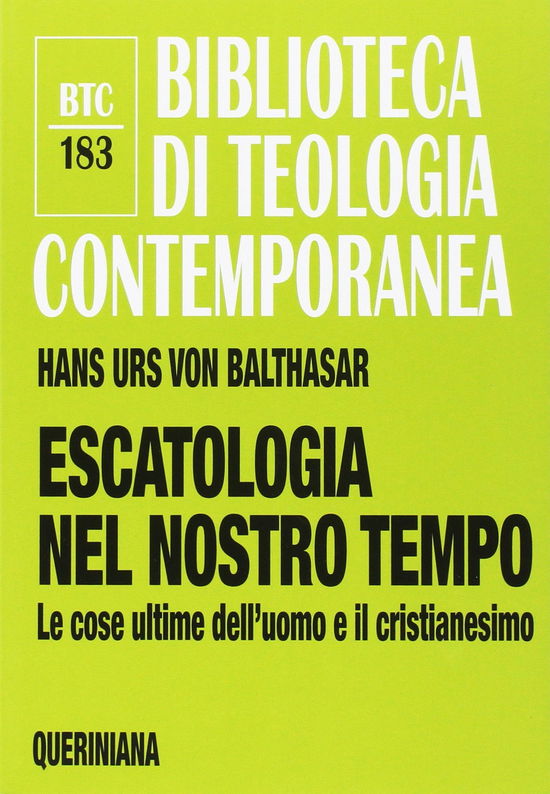 Cover for Hans Urs Von Balthasar · Escatologia Nel Nostro Tempo. Le Ultime Dell'Uomo E Il Cristianesimo (DVD)