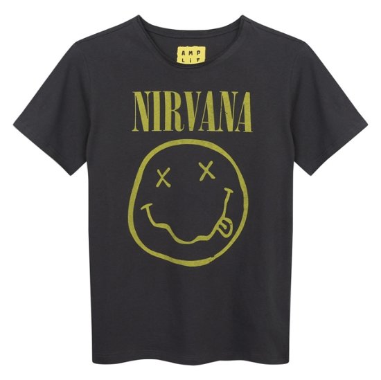Nirvana - Smiley Face Amplified Vintage Charcoal Kids T-Shirt 5/6 Years - Nirvana - Koopwaar - AMPLIFIED - 5054488840837 - 1 december 2023