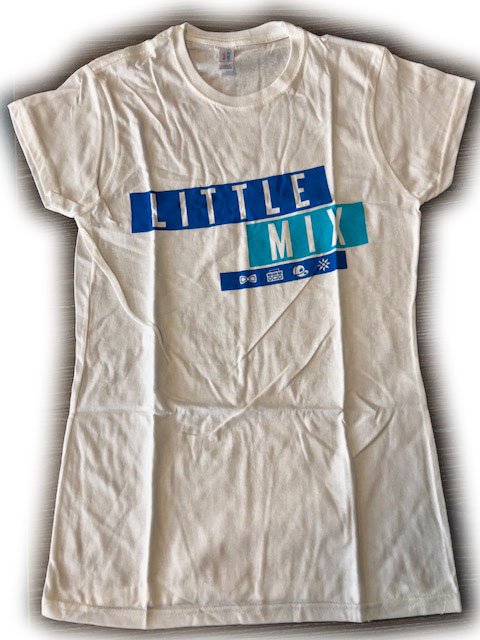 Little Mix Ladies T-Shirt: Dark Multi Blue Logo (Ex-Tour) - Little Mix - Koopwaar - Royalty Paid - 5056170651837 - 