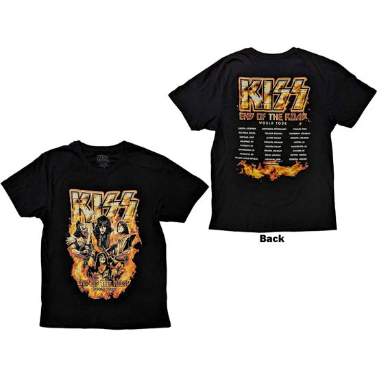 KISS Unisex T-Shirt: End Of The Road Tour Orange (Back Print) - Kiss - Merchandise -  - 5056737245837 - 