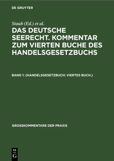 Cover for Staub · (Handelsgesetzbuch: Viertes Buch. ) (Book) (2022)