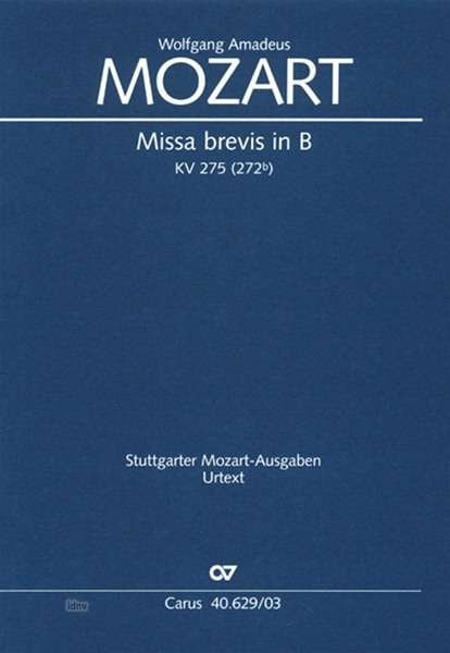 Cover for Mozart · Missa brev.B/275,KA.CV40.629/03 (Bok)