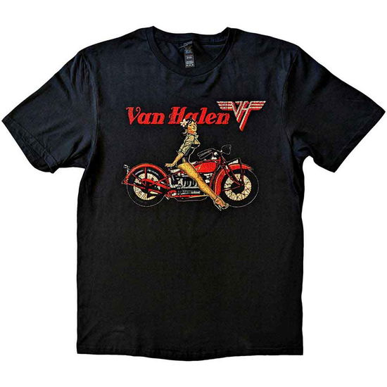 Van Halen Unisex T-Shirt: Pin-up Motorcycle - Van Halen - Koopwaar - PHD - 5056012075838 - 24 februari 2023