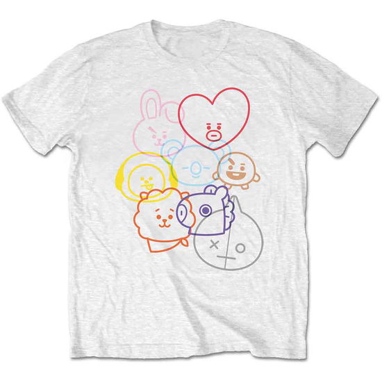 BT21 Unisex T-Shirt: Faces - Bt21 - Merchandise -  - 5056368600838 - 