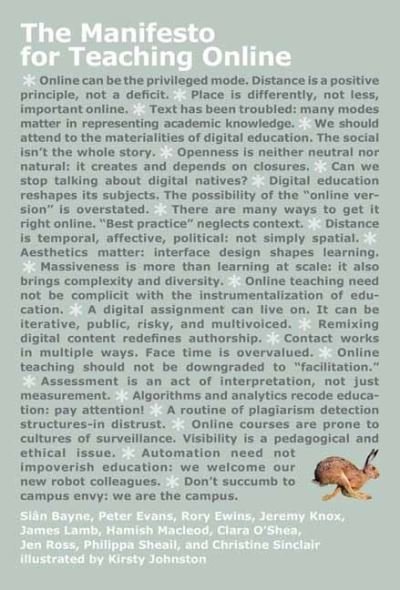 Cover for Sian Bayne · The Manifesto for Teaching Online (Paperback Book) (2020)