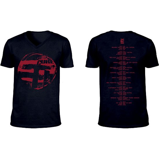 Cover for The Cure · The Cure Unisex T-Shirt: Eastern Red Logo (Back Print / Ex-Tour / V-Neck) (T-shirt) [size M] [Black - Unisex edition]
