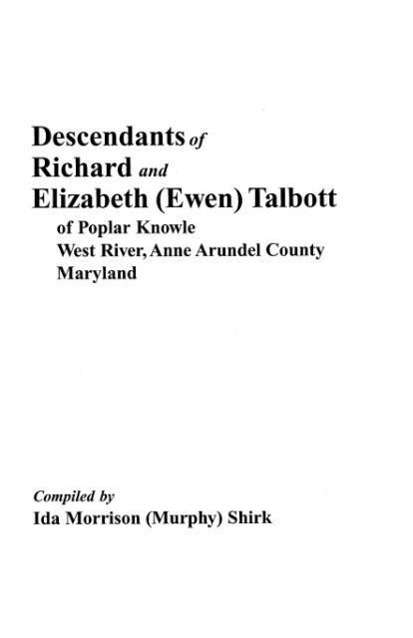 Cover for Shirk · Descendants of Richard and Elizabeth (Ewen) Talbott (Paperback Book) (2009)
